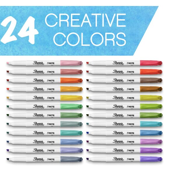 SHARPIE S-Note Creative Markers Assorted Colors, Chisel Tip, Contains 23 markers - Picture 4 of 11